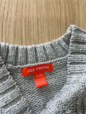 Joe Fresh Heather Gray Cable-Knit Crew Sweater